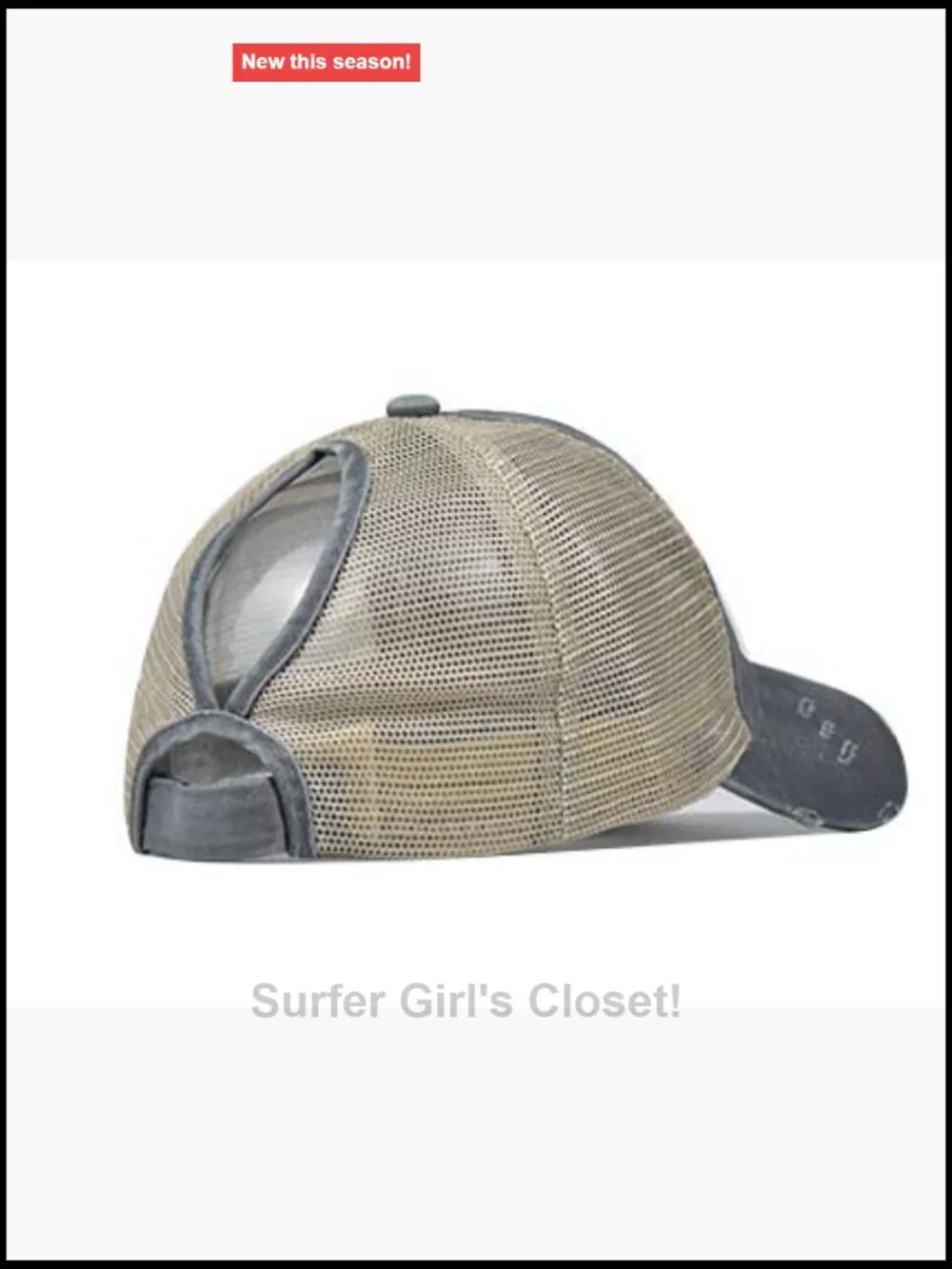Distressed Ponytail Baseball Cap with Mesh Back for Women